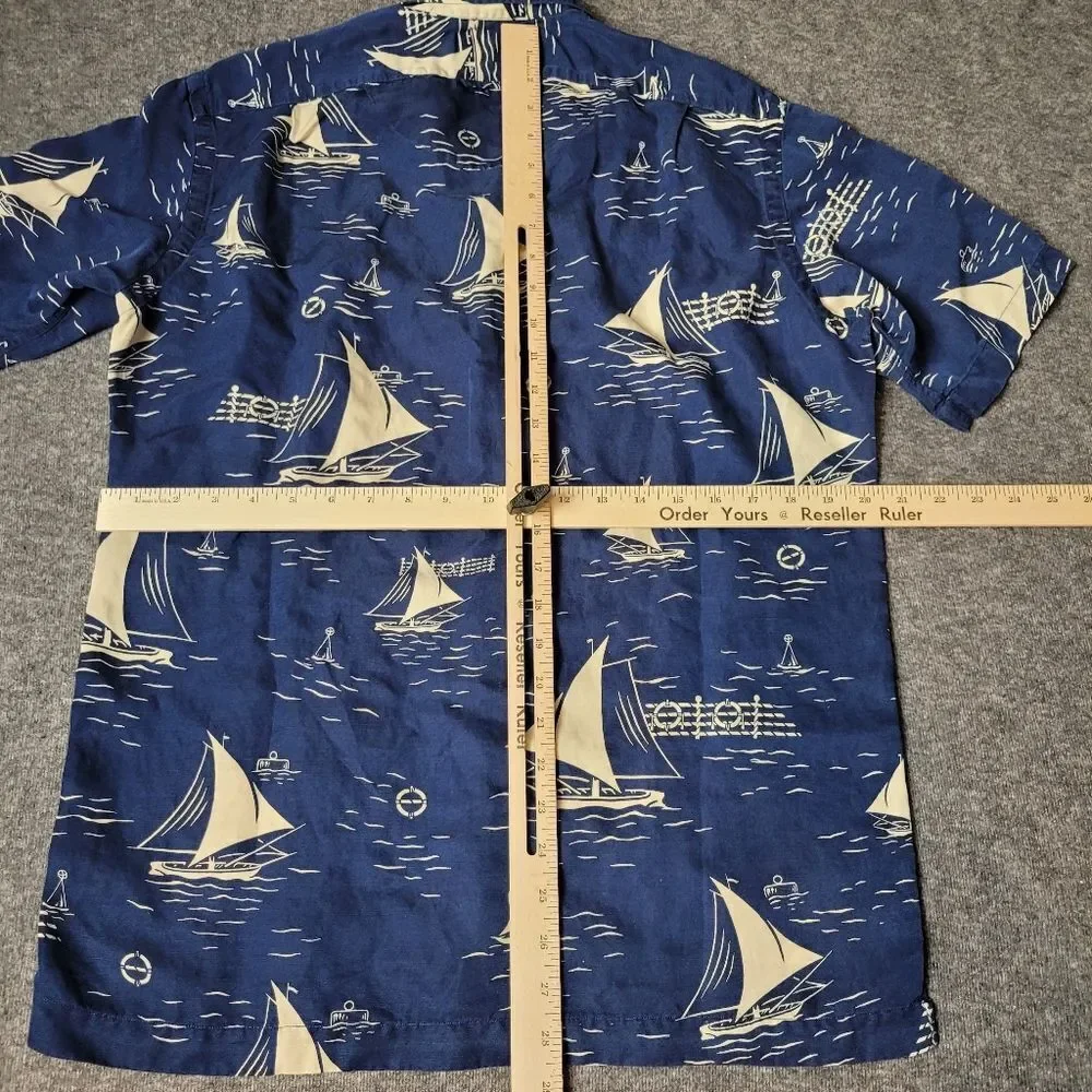 Vtg 90's Polo Ralph Lauren Mens Shirt Sleeve Shirt Size S Boat Sail Blue Yacht - Picture 7 of 10